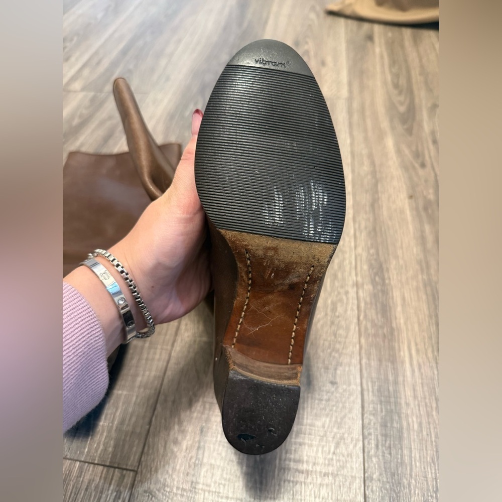Gucci 1970s Horsebit Brown Leather Wood Stacked Heel Boots Size 8 - Picture 5 of 10